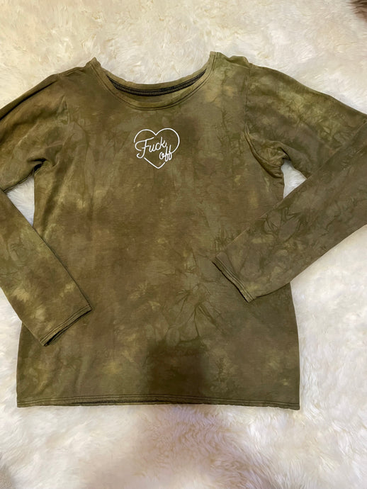 XL/XXL Hemp Fleece “Fuck off” Embroidered Long Sleeve Wazil_ Collab