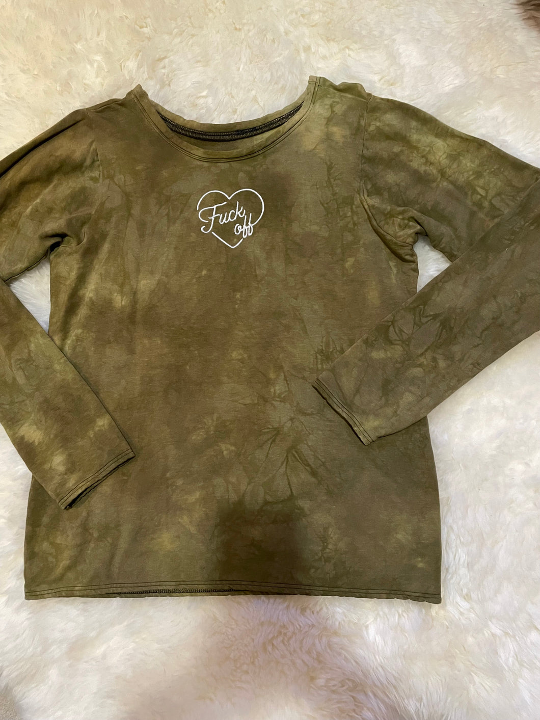 XL/XXL Hemp Fleece “Fuck off” Embroidered Long Sleeve Wazil_ Collab