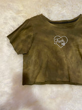 Load image into Gallery viewer, XL/XXL Hemp Fleece “Fuck off” Embroidered Short Sleeve Crop Top Wazil_ Collab