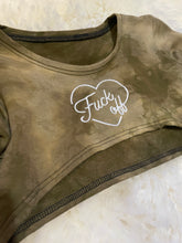 Load image into Gallery viewer, XS/S Hemp Fleece “Fuck off” Embroidered Long Sleeve Crop Wazil_ Collab