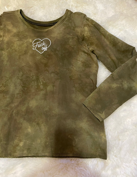 XXL/XXXL Hemp Fleece “Fuck off” Embroidered Long Sleeve Wazil_ collab