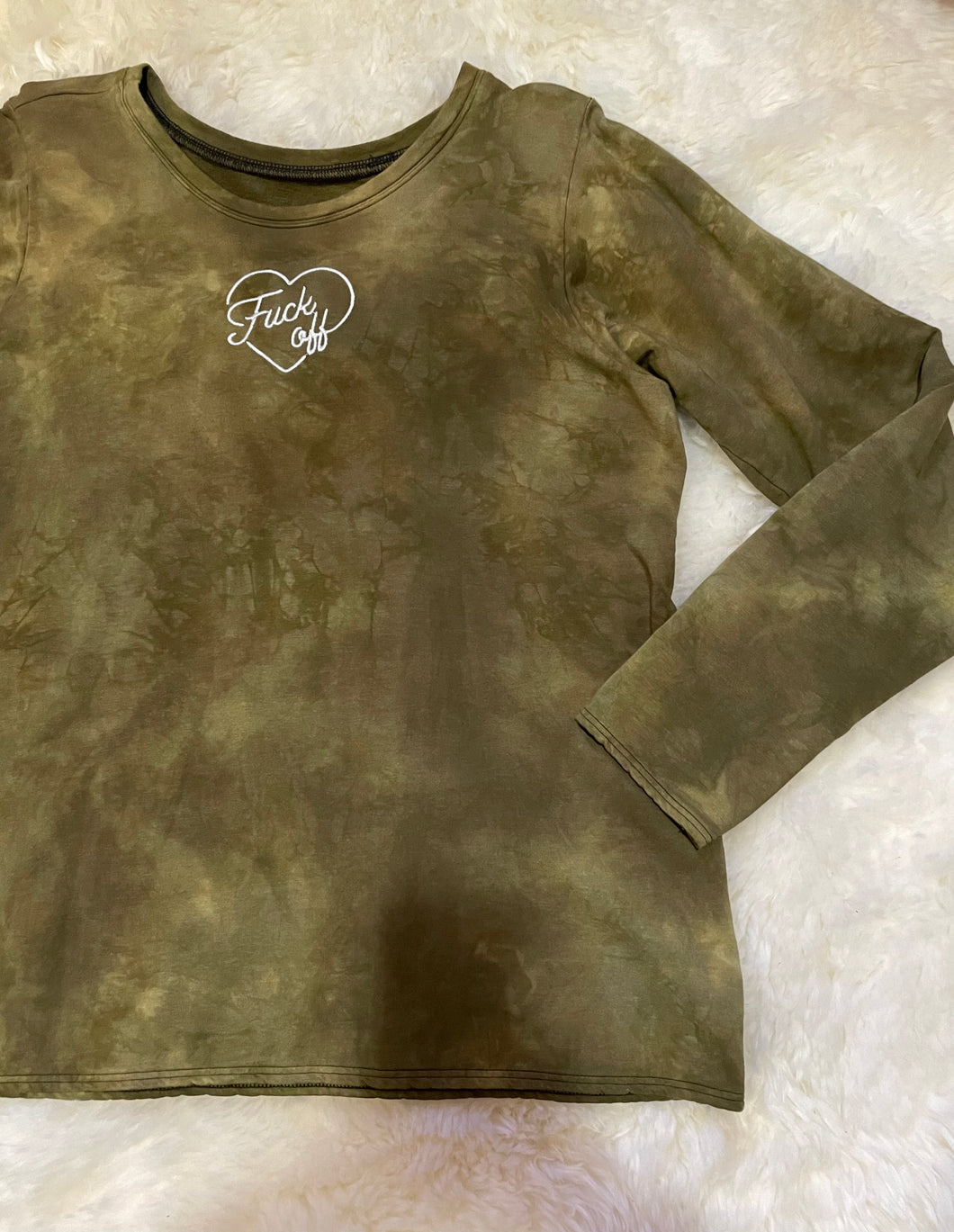 XXL/XXXL Hemp Fleece “Fuck off” Embroidered Long Sleeve Wazil_ collab