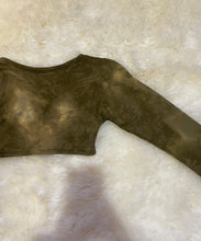 Load image into Gallery viewer, XS/S Hemp Fleece “Fuck off” Embroidered Long Sleeve Crop Wazil_ Collab