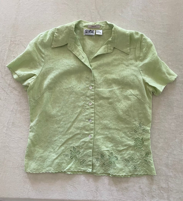 Large Vintage embroidered ‘Edward’ Irish linen button down