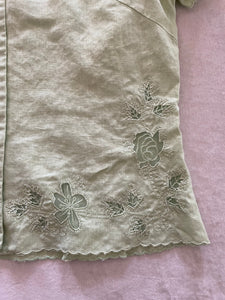 Large Vintage embroidered ‘Edward’ Irish linen button down