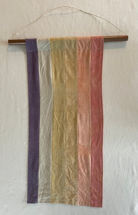 Second hand handmade linen rainbow wall flag